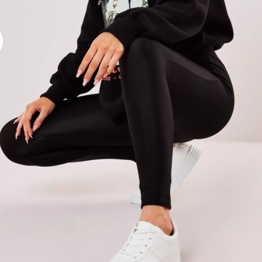 Missguided black highwaisted disco leggings